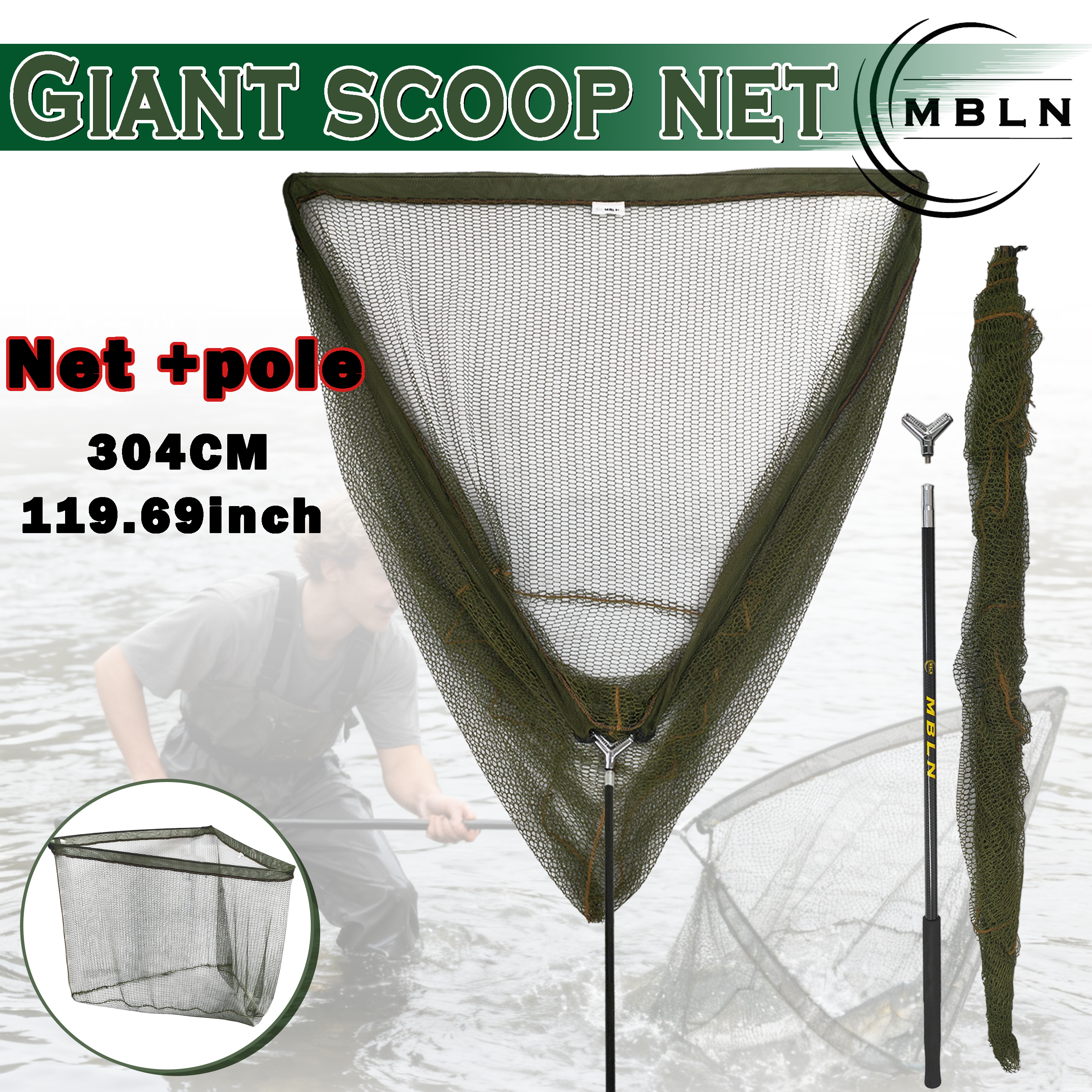 Landing Net Telescopic - MBLN 304cm large European carp landing